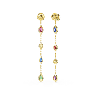 Imber drop earrings, Mixed cuts, Multicolored, 18K gold finish