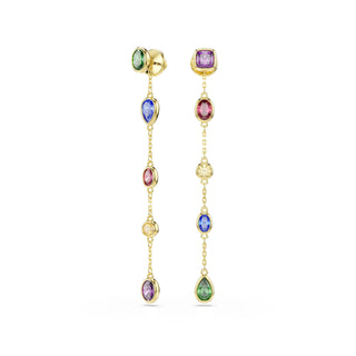 Imber drop earrings, Mixed cuts, Multicolored, 18K gold finish