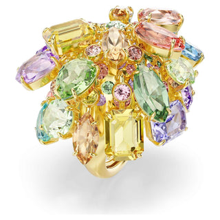 Gema cocktail ring, Mixed cuts, Multicolored, 18K gold finish