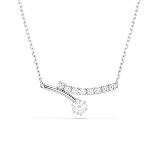 Matrix necklace, Round cut, White, Rhodium plated