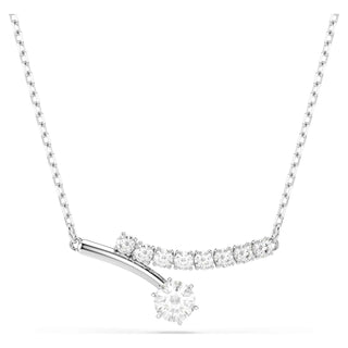 Matrix necklace, Round cut, White, Rhodium plated
