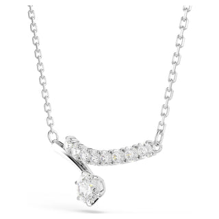 Matrix necklace, Round cut, White, Rhodium plated