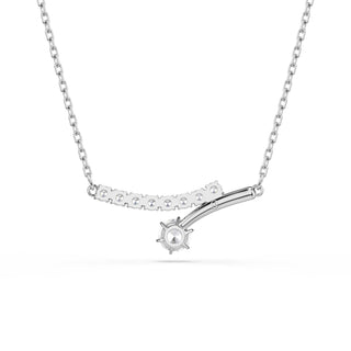 Matrix necklace, Round cut, White, Rhodium plated