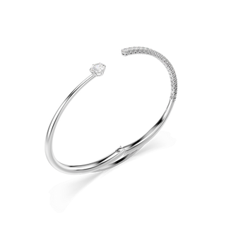 Matrix bangle, Round cut, White, Rhodium plated