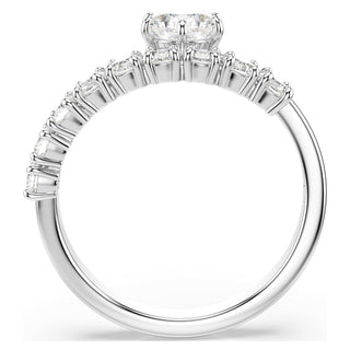 Matrix open ring, Round cut, White, Rhodium plated