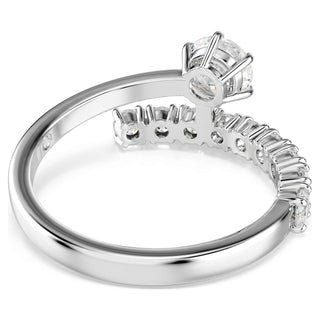 Matrix open ring, Round cut, White, Rhodium plated
