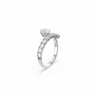 Matrix open ring, Round cut, White, Rhodium plated