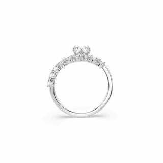 Matrix open ring, Round cut, White, Rhodium plated