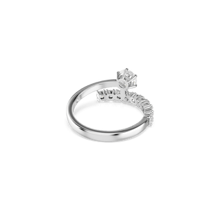 Matrix open ring, Round cut, White, Rhodium plated