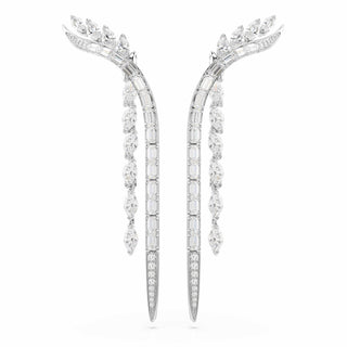 Mesmera earrings, Mixed cuts, White, Rhodium plated