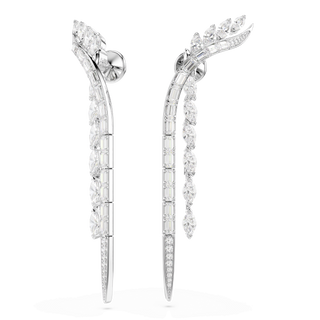 Mesmera earrings, Mixed cuts, White, Rhodium plated