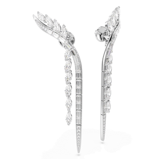 Mesmera earrings, Mixed cuts, White, Rhodium plated