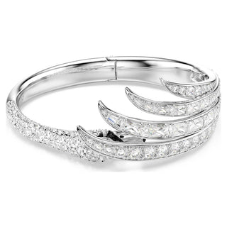 Vienna bangle, Mixed cuts, Swan, White, Rhodium plated