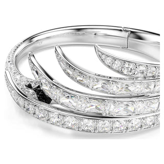 Vienna bangle, Mixed cuts, Swan, White, Rhodium plated