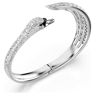 Vienna bangle, Mixed cuts, Swan, White, Rhodium plated