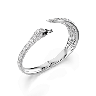 Vienna bangle, Mixed cuts, Swan, White, Rhodium plated