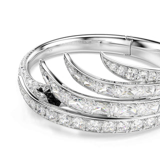 Vienna bangle, Mixed cuts, Swan, White, Rhodium plated