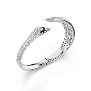Vienna bangle, Mixed cuts, Swan, White, Rhodium plated