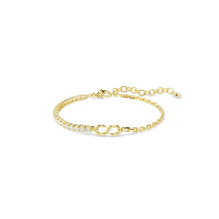 Matrix bracelet, Round cut, White, 18K gold finish