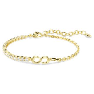 Matrix bracelet, Round cut, White, 18K gold finish