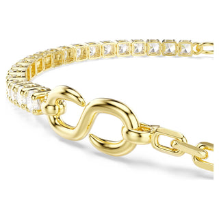 Matrix bracelet, Round cut, White, 18K gold finish