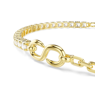 Matrix bracelet, Round cut, White, 18K gold finish