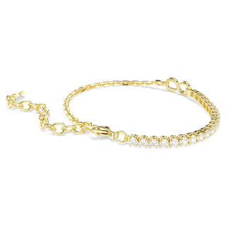 Matrix bracelet, Round cut, White, 18K gold finish