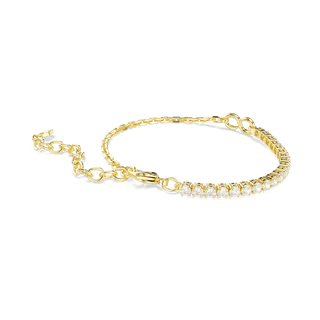 Matrix bracelet, Round cut, White, 18K gold finish