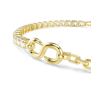 Matrix bracelet, Round cut, White, 18K gold finish