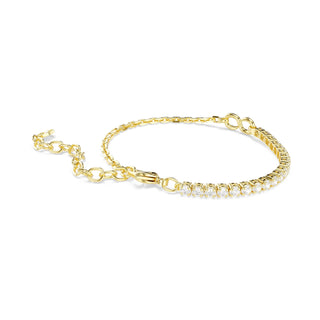 Matrix bracelet, Round cut, White, 18K gold finish