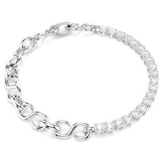 Matrix bracelet, Round cut, White, Rhodium plated