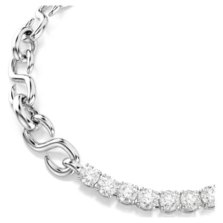 Matrix bracelet, Round cut, White, Rhodium plated