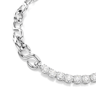 Matrix bracelet, Round cut, White, Rhodium plated
