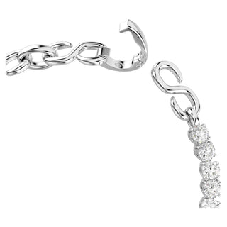 Matrix bracelet, Round cut, White, Rhodium plated