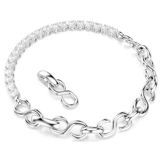 Matrix bracelet, Round cut, White, Rhodium plated