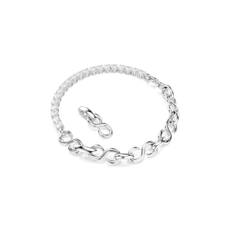 Matrix bracelet, Round cut, White, Rhodium plated