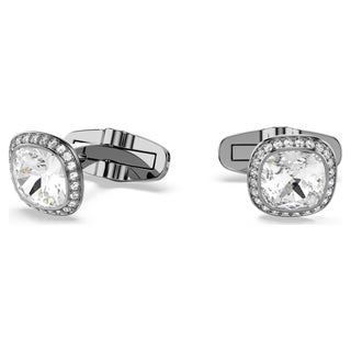Una Angelic cufflinks, Cushion cut, White, Ruthenium plated