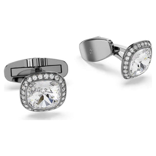 Una Angelic cufflinks, Cushion cut, White, Ruthenium plated