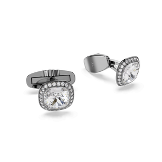 Una Angelic cufflinks, Cushion cut, White, Ruthenium plated