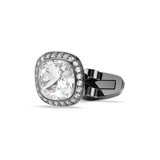 Una Angelic cufflinks, Cushion cut, White, Ruthenium plated