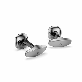 Una Angelic cufflinks, Cushion cut, White, Ruthenium plated