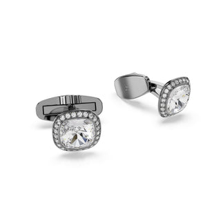 Una Angelic cufflinks, Cushion cut, White, Ruthenium plated