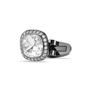 Una Angelic cufflinks, Cushion cut, White, Ruthenium plated