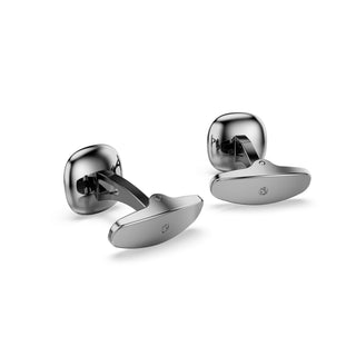 Una Angelic cufflinks, Cushion cut, White, Ruthenium plated