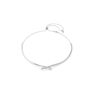 Matrix necklace, Round cut, White, Rhodium plated