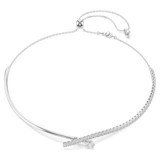 Matrix necklace, Round cut, White, Rhodium plated