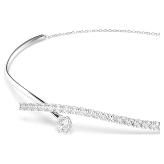 Matrix necklace, Round cut, White, Rhodium plated