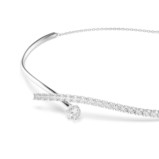 Matrix necklace, Round cut, White, Rhodium plated