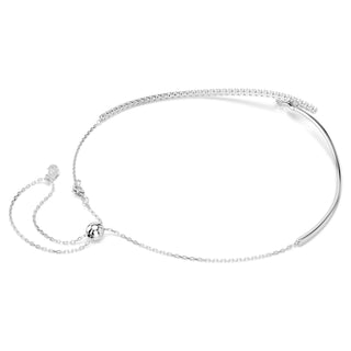 Matrix necklace, Round cut, White, Rhodium plated