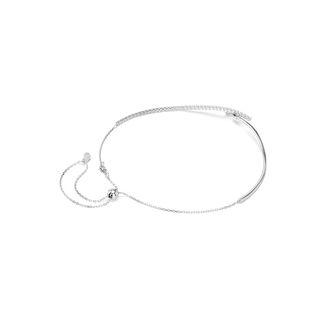 Matrix necklace, Round cut, White, Rhodium plated